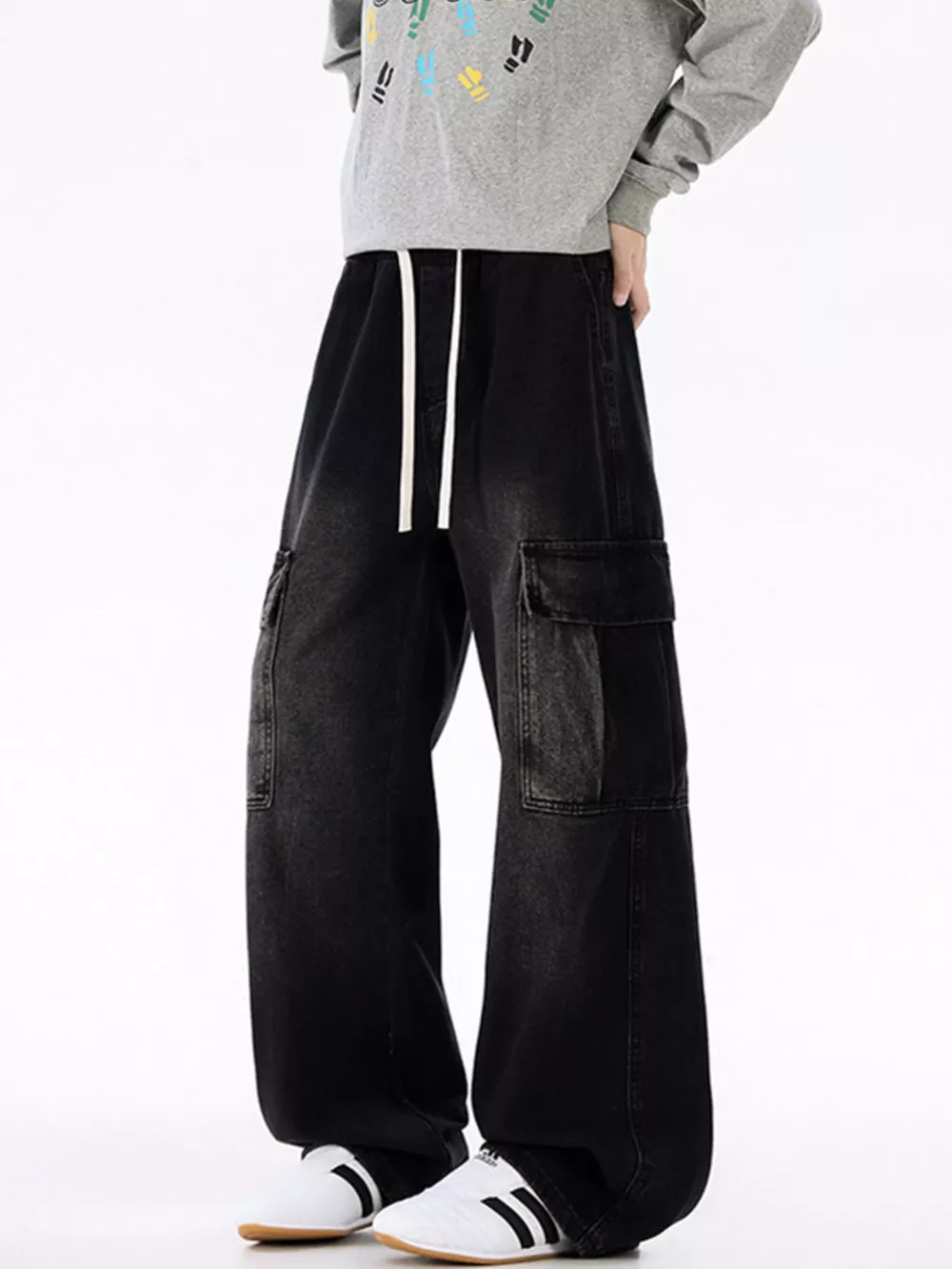 Plus Wide-Leg Cargo Jeans